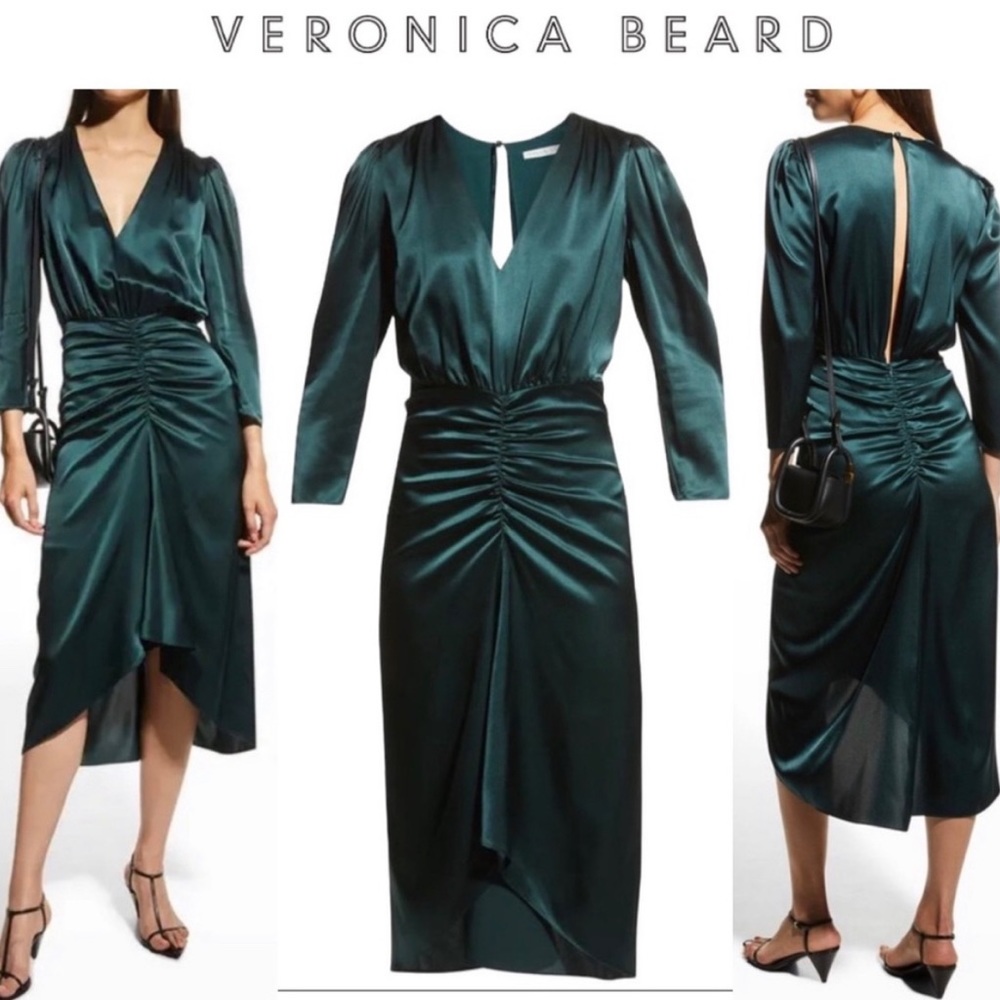 Veronica Beard ‘Beck’ Stretch Silk Cocktail Dress - dark green
